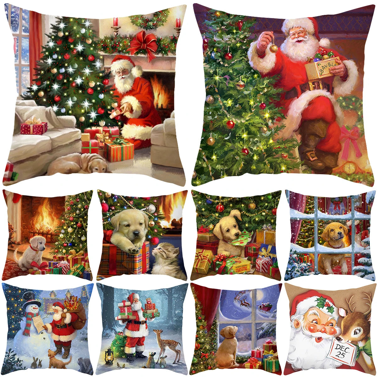 Christmas Cushion Cover Xmas Decorations For Home 2025 Merry Christmas Ornament Pillowcase Natal Navidad New Year 2026 Gifts
