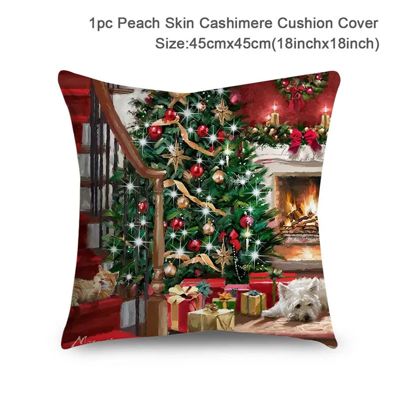 Christmas Cushion Cover Xmas Decorations For Home 2025 Merry Christmas Ornament Pillowcase Natal Navidad New Year 2026 Gifts