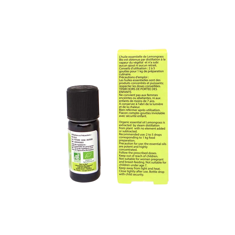Huile essentielle Lemongrass Certifiée Bio