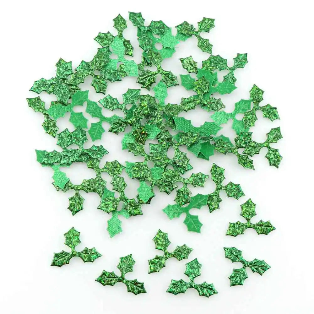 100 Pcs Fabric Laser Shiny Sequins Red Fruit With Green Leaves Christmas Tree Decoration Supplies DIY Art Fabric Accessory