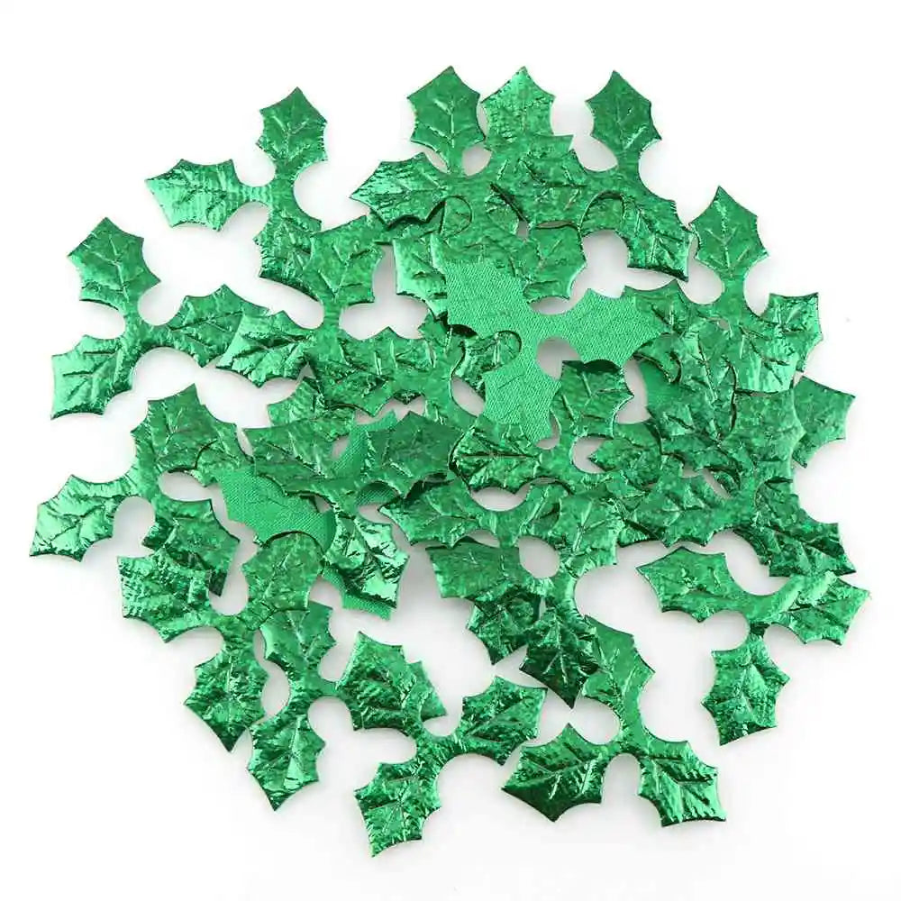 100 Pcs Fabric Laser Shiny Sequins Red Fruit With Green Leaves Christmas Tree Decoration Supplies DIY Art Fabric Accessory