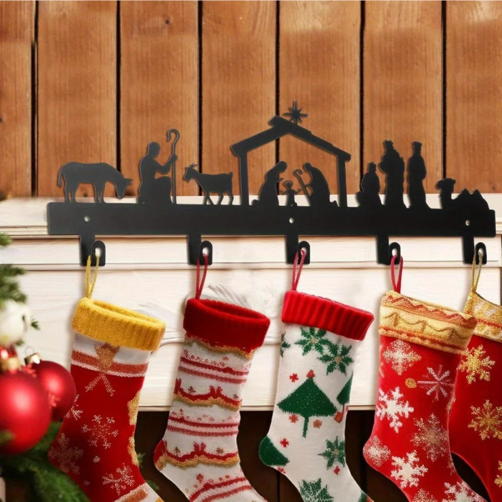 1 pc HELLOYOUNG - Enhance your mantel with Christmas stocking wall hanger. Hook bracket. Holiday decoration Santa, snowman