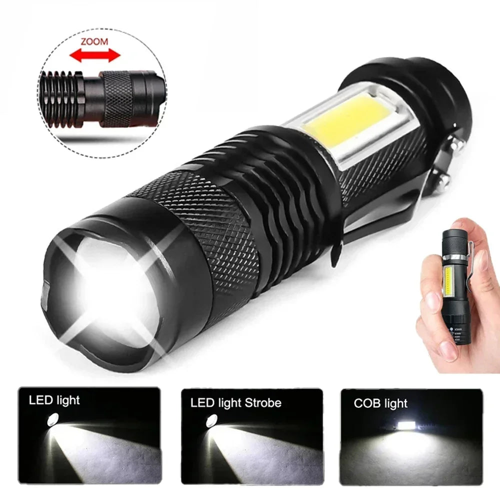 Portable USB Rechargeable Zoom LED Flashlight XP-G Q5 Mini Flash Light Torch Lantern 3 Lighting Modes Outdoor Camping Lamp