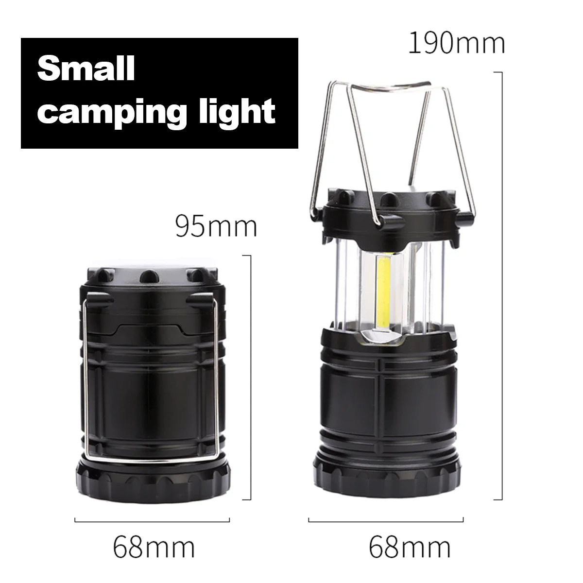Black Camping Lantern Battey Powered Lights Lightweight Led Flashlight Waterproof Tent Battery Operated Emergency Light Folding