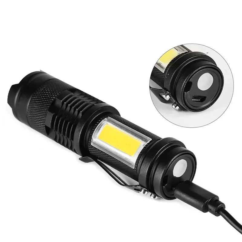 Portable USB Rechargeable Zoom LED Flashlight XP-G Q5 Mini Flash Light Torch Lantern 3 Lighting Modes Outdoor Camping Lamp