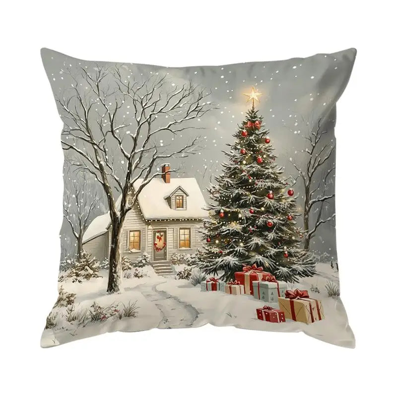 Christmas Winter Village Decorative Pillowcase 18X18 Inch Pillow Covers Throw Pillows Cushion Cases for Home Car Sofa 1pcs/4pcs