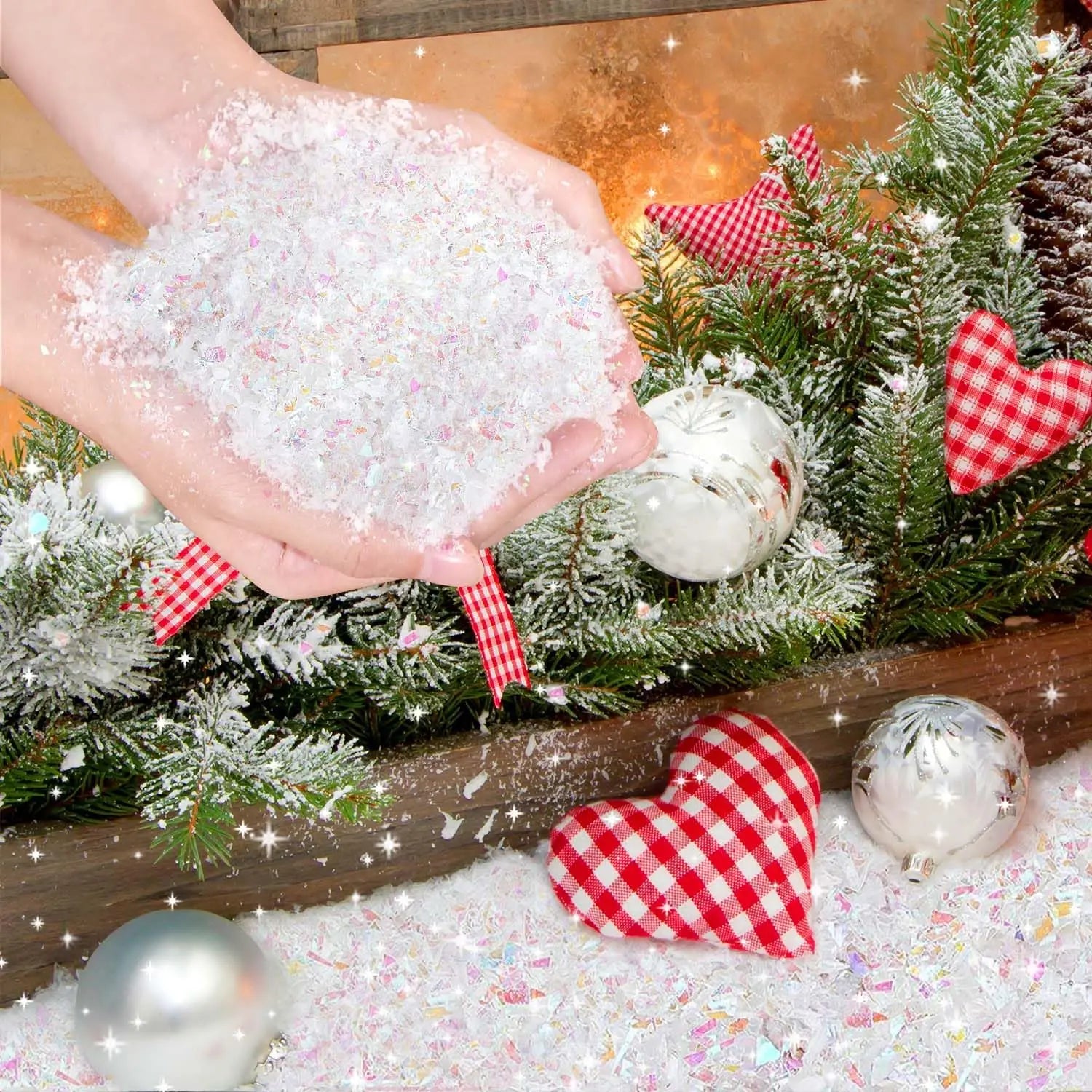 Christmas Artificial Snow Powder White Colorful Fake Snow Snowflakes Snowpowder for Xmas Tree Winter Scene Decor Home Decoration
