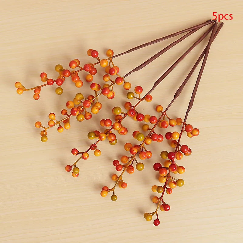 Artificial Berries Branch Plastic Fake Flowers leaf Decorative Berry PE Red Berries Plant for New Year Christmas decoration 2023