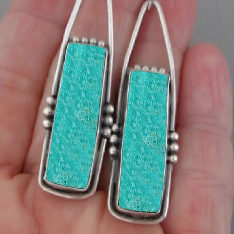2PCS Retro Bohemian Earrings Imitation Turquoise Men's and Women's Vintage Jewelry Birthday Party Anniversary Gift Christmas