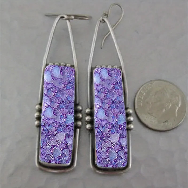 2PCS Retro Bohemian Earrings Imitation Turquoise Men's and Women's Vintage Jewelry Birthday Party Anniversary Gift Christmas