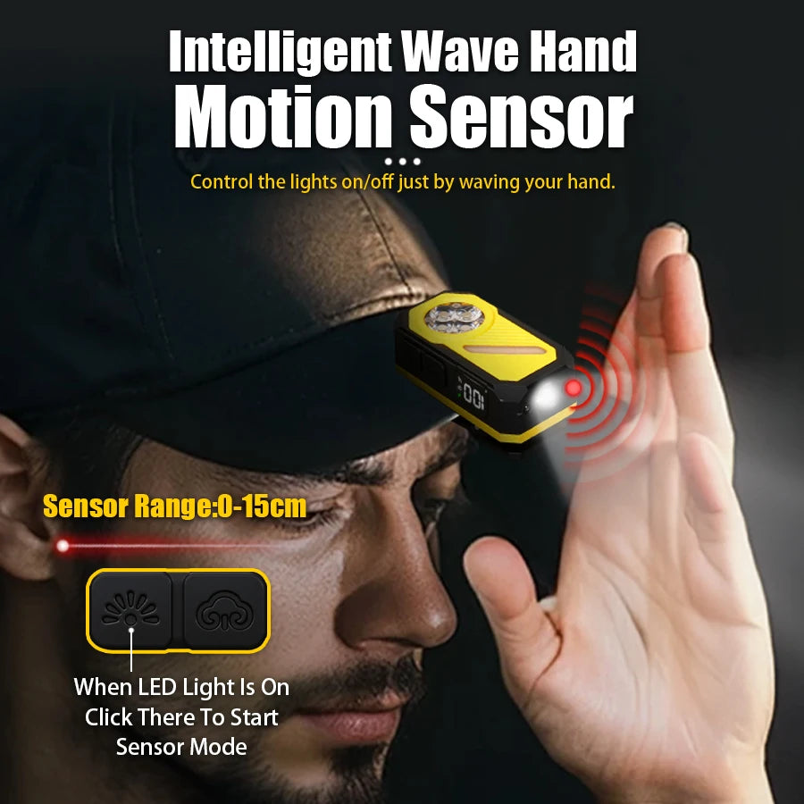 Portable Mini Rechargeable 5 LED Wick Flashlight With Magnet/Clip Waterproof Sensor EDC Torch Sensing Headlight For Outdoor