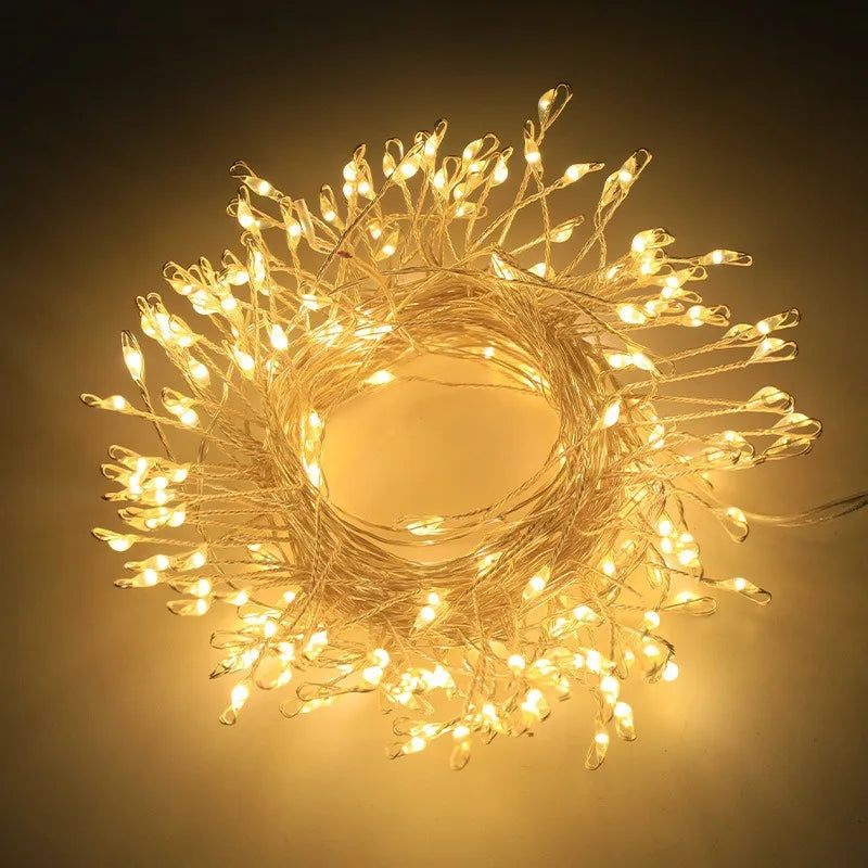 6M-50M LED String Fairy Cluster Lights Silver Wire Christmas Tree Light Outdoor Garland New Year Street Home Party Wedding Decor