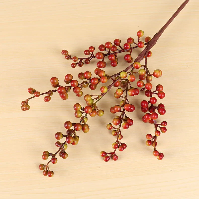 Artificial Berries Branch Plastic Fake Flowers leaf Decorative Berry PE Red Berries Plant for New Year Christmas decoration 2023