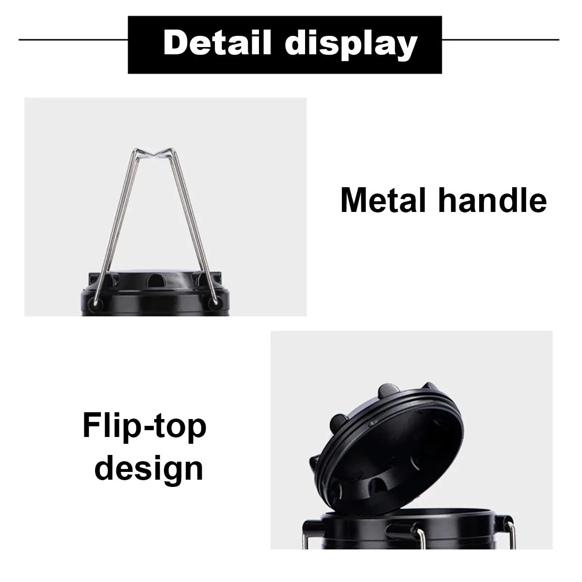 Black Camping Lantern Battey Powered Lights Lightweight Led Flashlight Waterproof Tent Battery Operated Emergency Light Folding