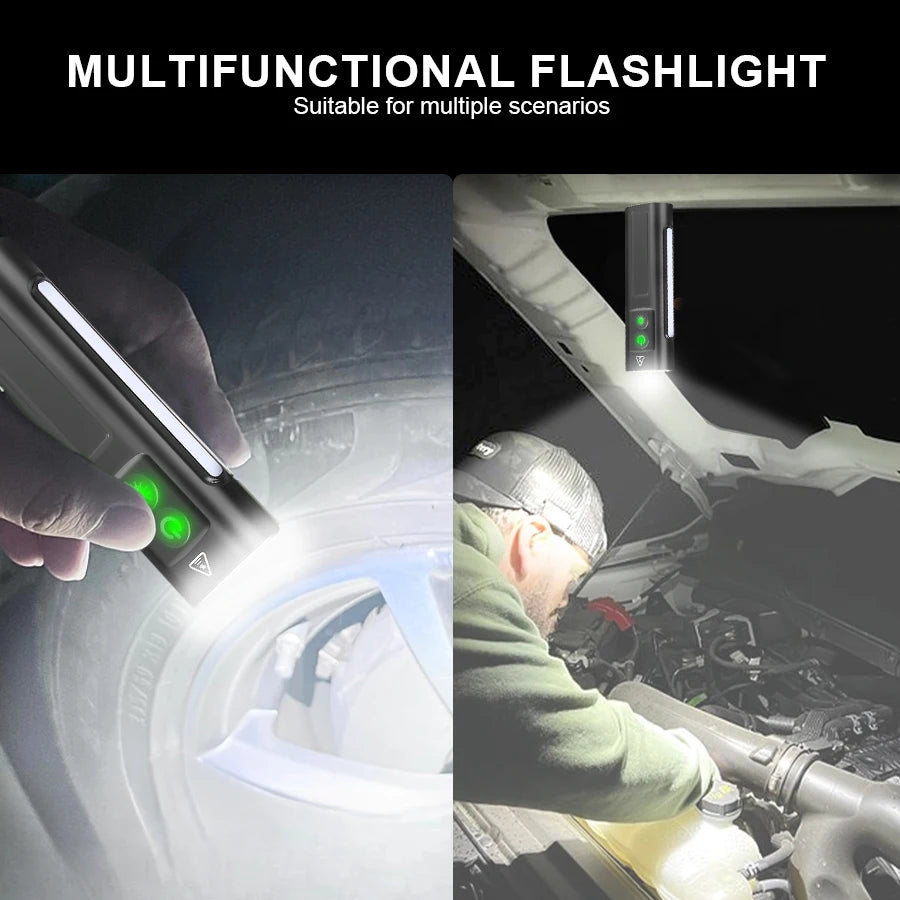 Multi-function Pocket Flashlight With Tail Magnet Emergency Outdoor Torch Portable Built-In Battery Rechargeable Clip Work Lamp