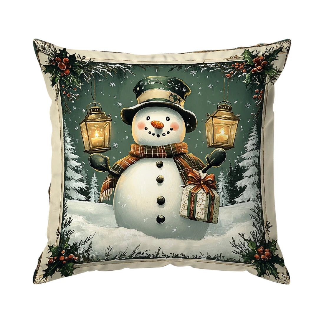 Christmas Winter Village Decorative Pillowcase 18X18 Inch Pillow Covers Throw Pillows Cushion Cases for Home Car Sofa 1pcs/4pcs