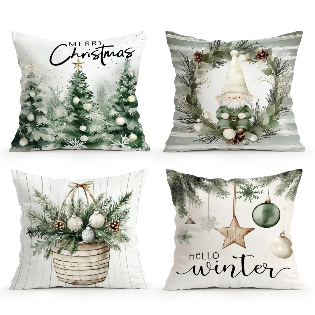 Christmas Winter Village Decorative Pillowcase 18X18 Inch Pillow Covers Throw Pillows Cushion Cases for Home Car Sofa 1pcs/4pcs