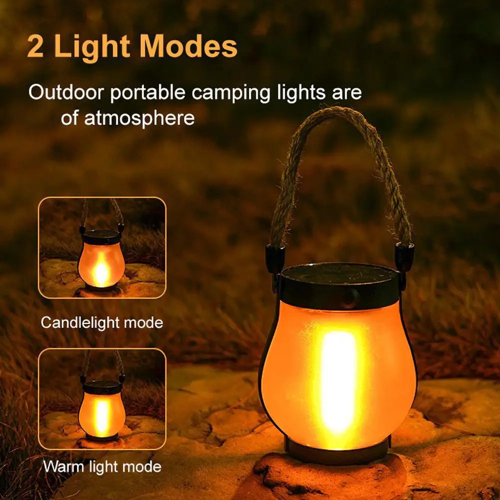 Solar Flame Lantern Outdoor Hanging Lamp 800 Lumens With Rope Handle IPX4 Waterproof Decorative Light For Garden Patio Camping