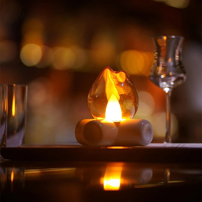 LED Flame Fire Light Bulb Bedside Table Lamp Fireplace Effect Mood Lighting for Bedroom Home Decor Hotel Bar Party Night Lights