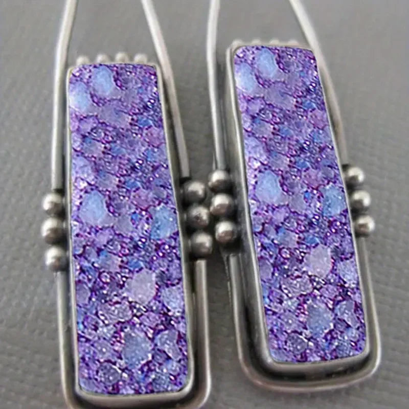 2PCS Retro Bohemian Earrings Imitation Turquoise Men's and Women's Vintage Jewelry Birthday Party Anniversary Gift Christmas