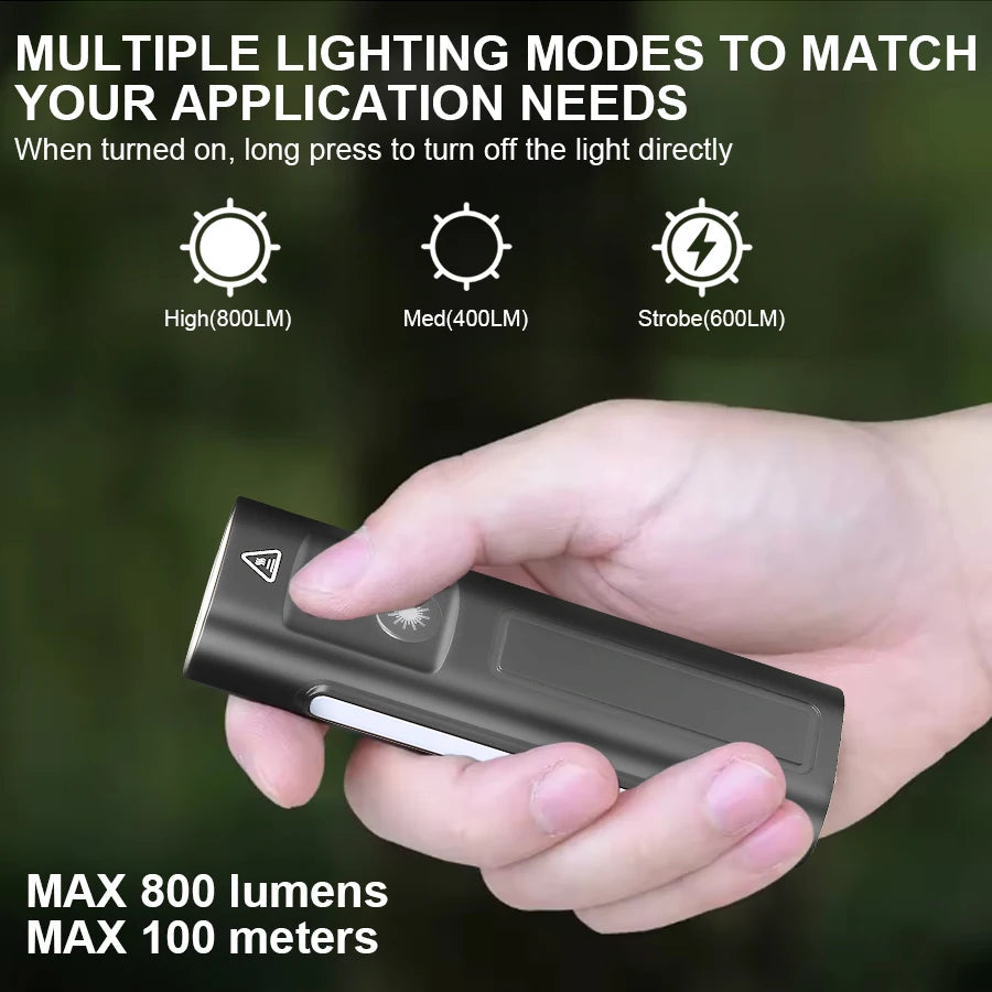 Multi-function Pocket Flashlight With Tail Magnet Emergency Outdoor Torch Portable Built-In Battery Rechargeable Clip Work Lamp