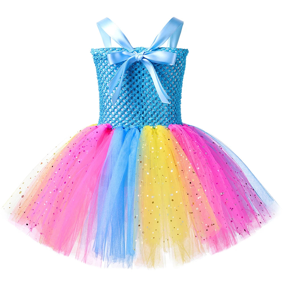 Sparkly Circus Clown Costumes for Girls Halloween Christmas Tutu Dress for Kids Joker Fancy Outfit Twinkle Circus Show Clothes