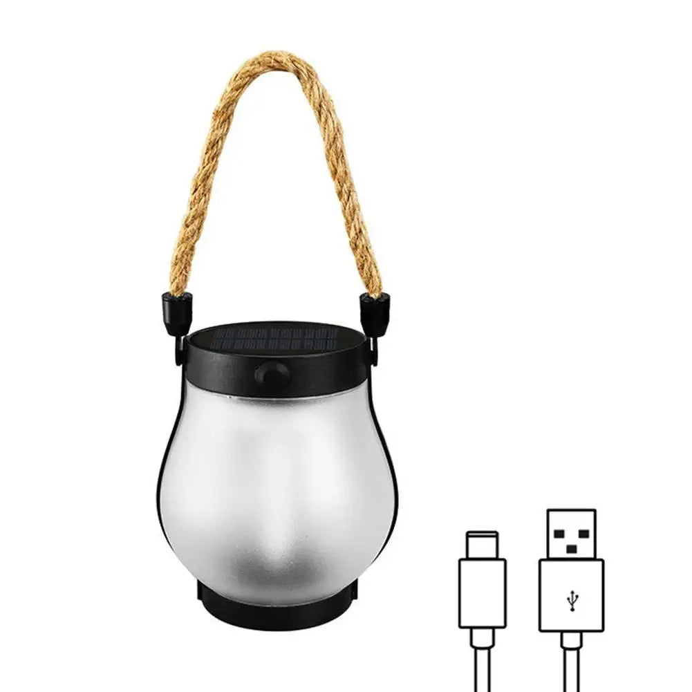 Solar Flame Lantern Outdoor Hanging Lamp 800 Lumens With Rope Handle IPX4 Waterproof Decorative Light For Garden Patio Camping