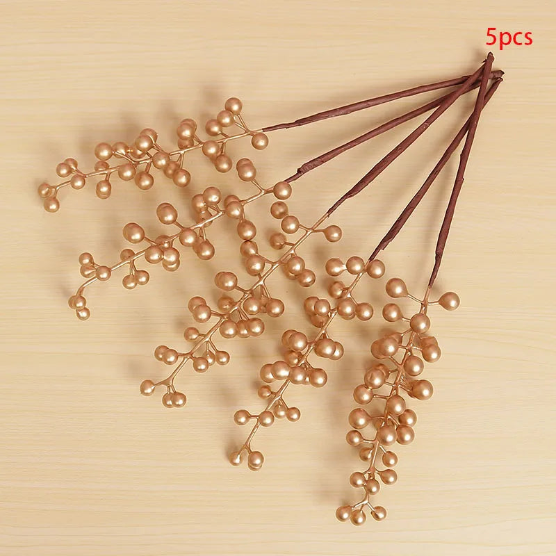 Artificial Berries Branch Plastic Fake Flowers leaf Decorative Berry PE Red Berries Plant for New Year Christmas decoration 2023
