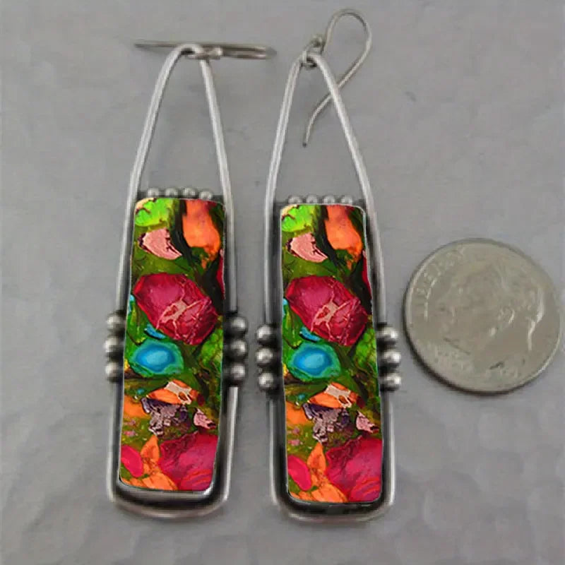 2PCS Retro Bohemian Earrings Imitation Turquoise Men's and Women's Vintage Jewelry Birthday Party Anniversary Gift Christmas