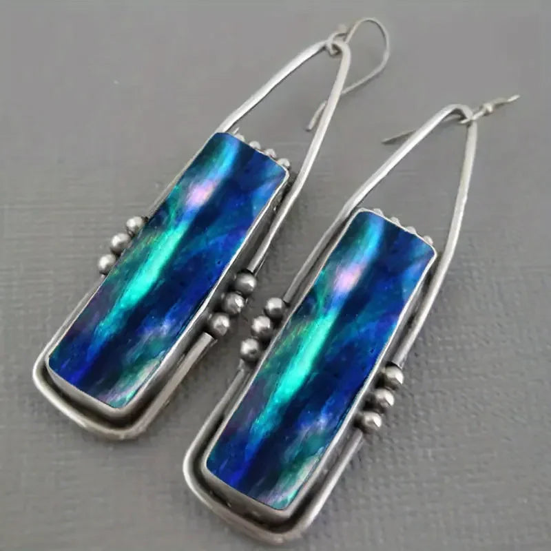 2PCS Retro Bohemian Earrings Imitation Turquoise Men's and Women's Vintage Jewelry Birthday Party Anniversary Gift Christmas