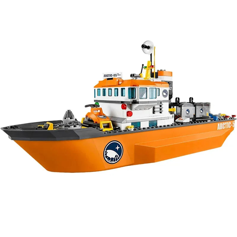 Suitable for urban series polar exploration Arctic ocean giant ship building blocks children's assembly toys Christmas gifts