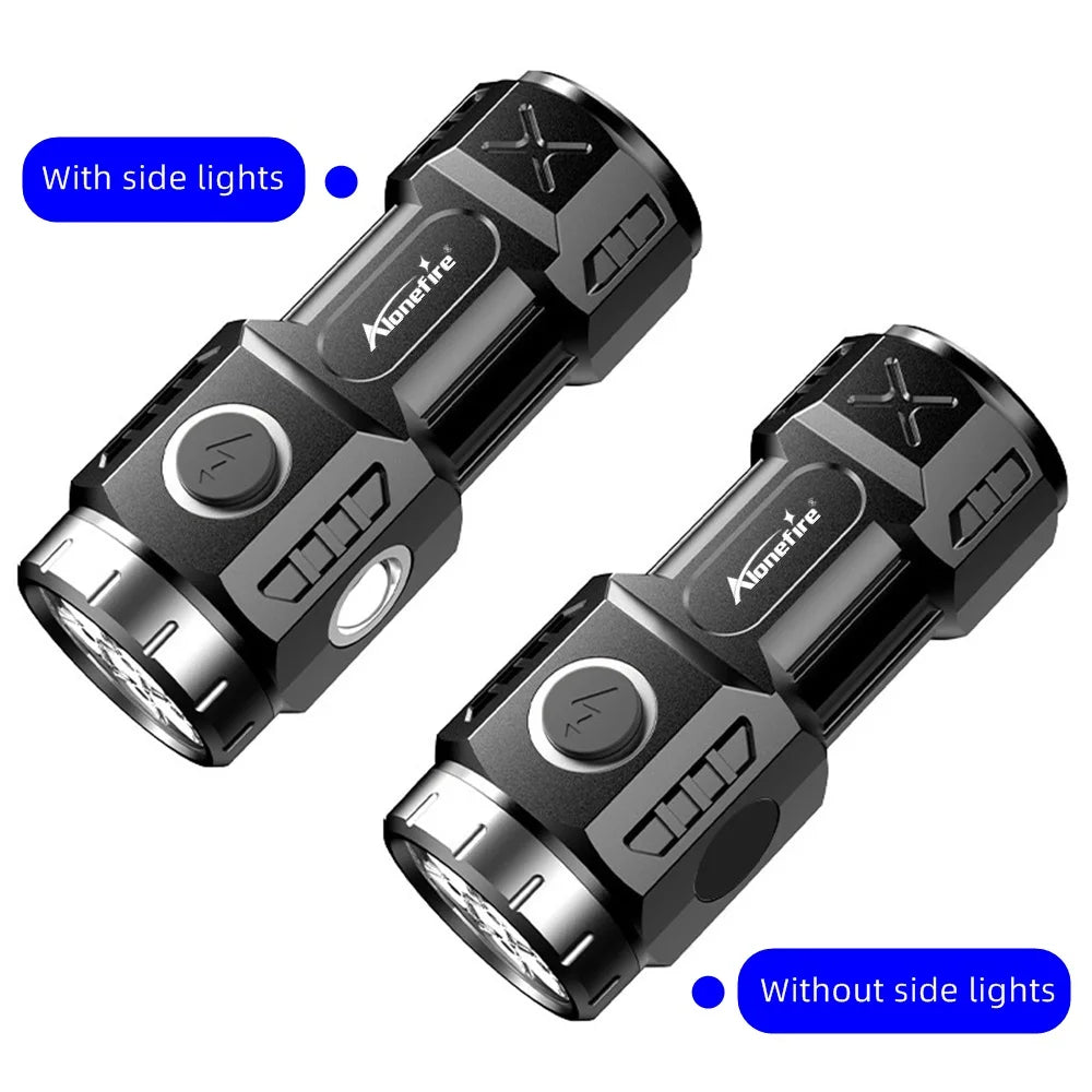 6x Led High Bright Mini Palm Small Flashlight USB Rechargeable Portable Magnet Torch Outdoor Hiking Camping Home Work Car Repai
