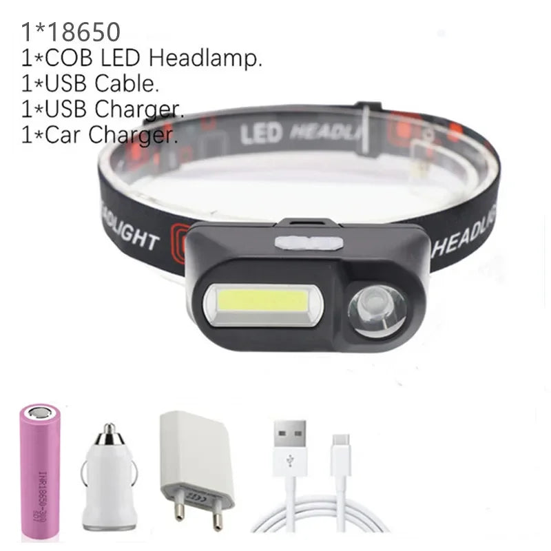 Drop Shipping 5 modes LED With Rechargeable 18650 Battery USB Portable Flashlight Lantern Headlamp Outdoor Camping Headlight