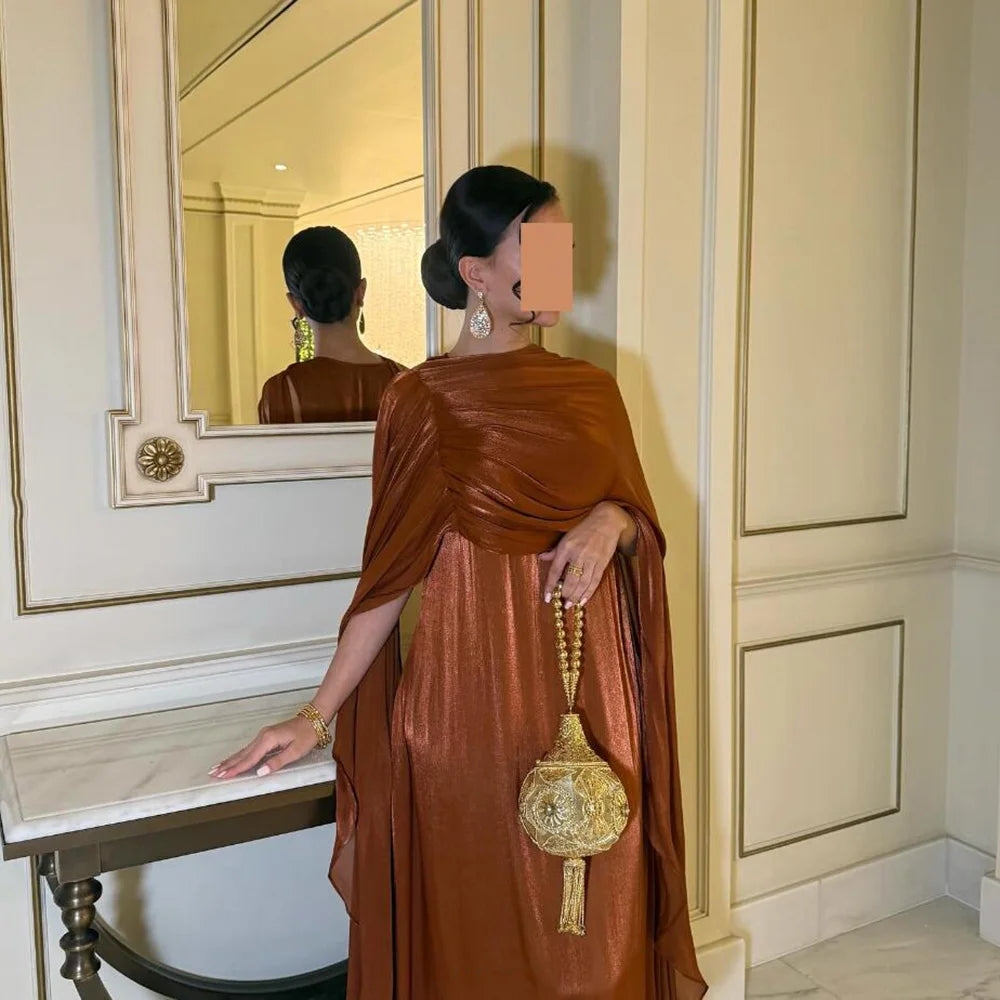 Customized Straight Prom Dresses Ankle-Length O-Neck Half Sleeve Evening Dresses Simple Fashion Draped Velour  Christmas Dresses