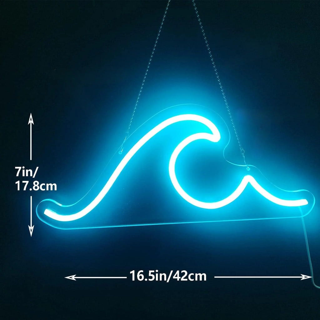 Wave Neon Sign Dimmable Sun Sea Wave LED Neon Light for Wall Decor USB Ocean Surf for Bedroom Bar Cafe Birthday Party Christmas