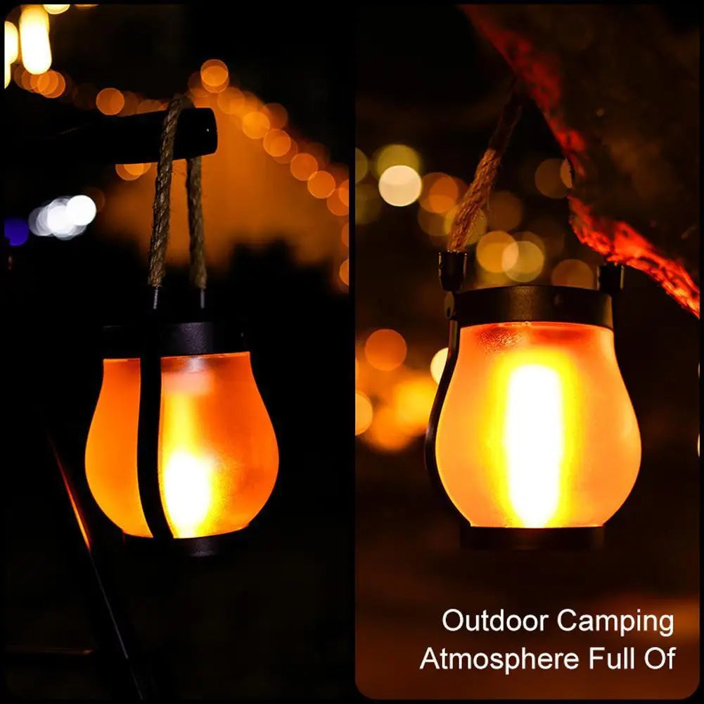Solar Flame Lantern Outdoor Hanging Lamp 800 Lumens With Rope Handle IPX4 Waterproof Decorative Light For Garden Patio Camping