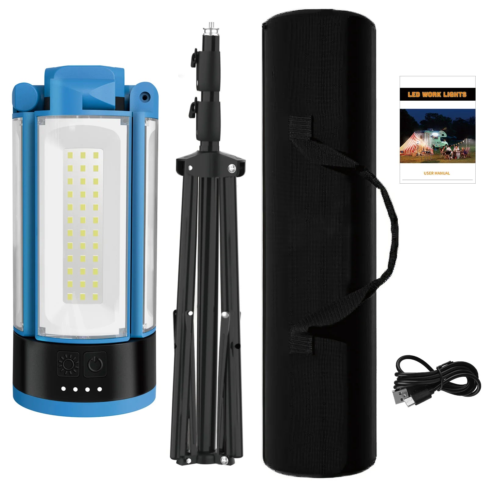 4100LM 3 Modes Foldable Work Light With Bracket 10400Mah Camping LED Telescopic Flashlight Rechargeable Emergency Lamp Outdoor