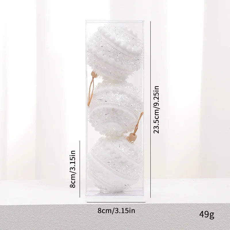 8CM Pink Christmas Balls Glitter Xmas Decorative Hanging Ornaments New Year Party Christmas Spheres Pendant Set