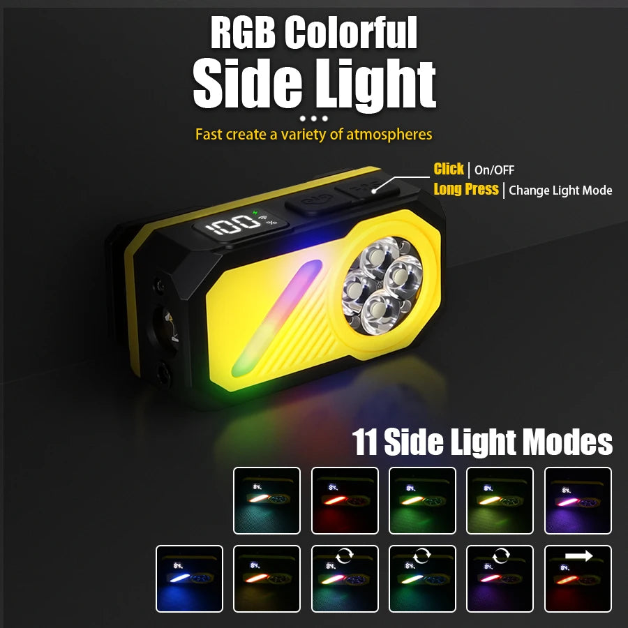 Portable Mini Rechargeable 5 LED Wick Flashlight With Magnet/Clip Waterproof Sensor EDC Torch Sensing Headlight For Outdoor