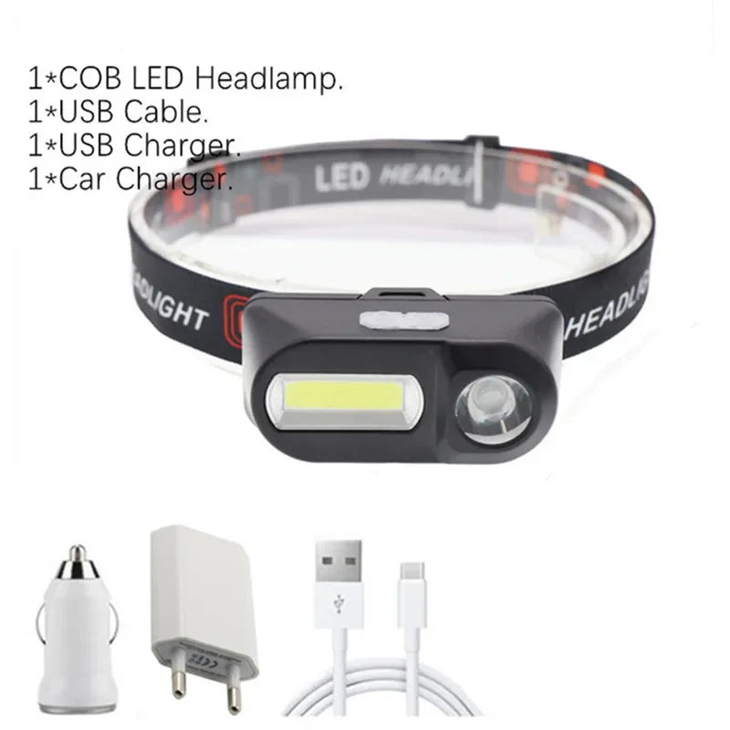 Drop Shipping 5 modes LED With Rechargeable 18650 Battery USB Portable Flashlight Lantern Headlamp Outdoor Camping Headlight