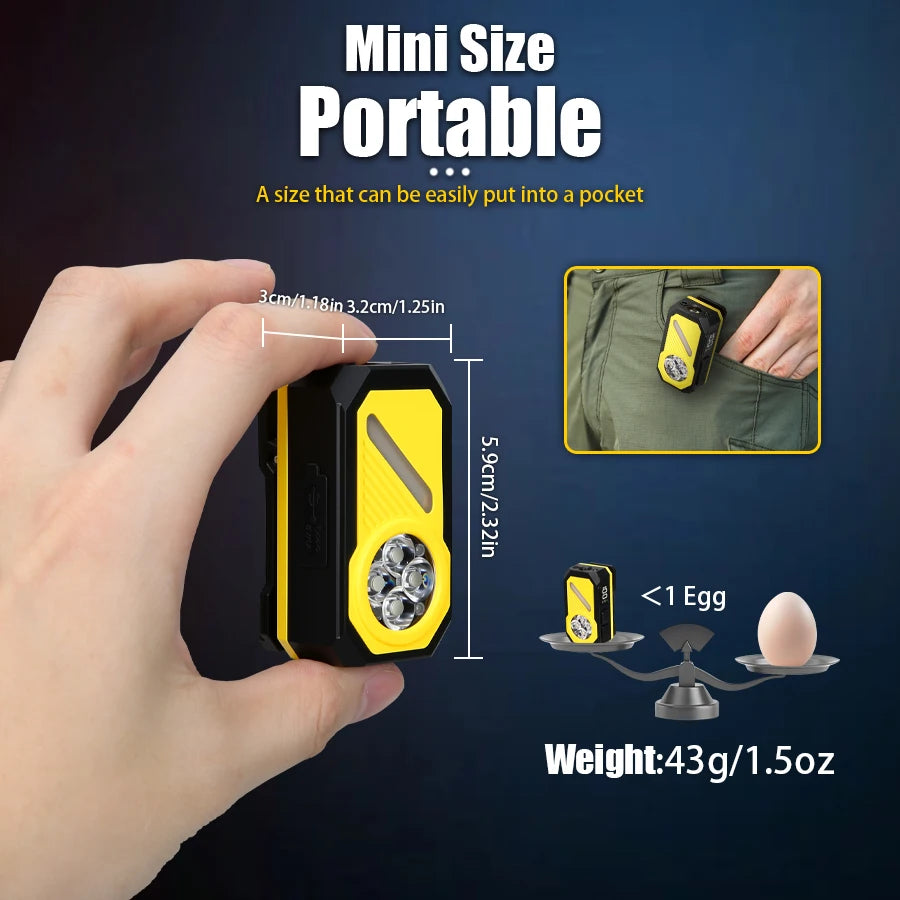 Portable Mini Rechargeable 5 LED Wick Flashlight With Magnet/Clip Waterproof Sensor EDC Torch Sensing Headlight For Outdoor