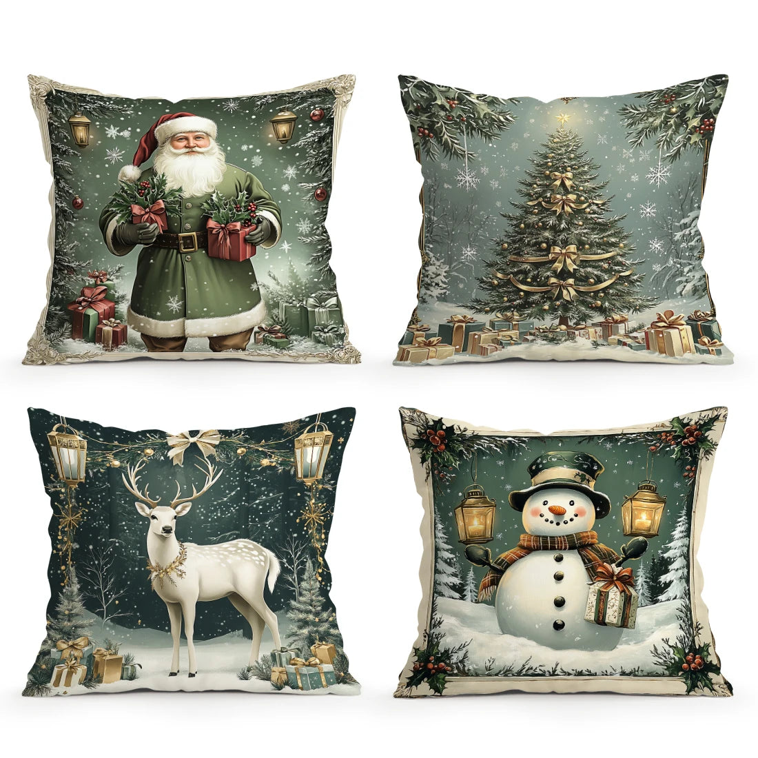 Christmas Winter Village Decorative Pillowcase 18X18 Inch Pillow Covers Throw Pillows Cushion Cases for Home Car Sofa 1pcs/4pcs