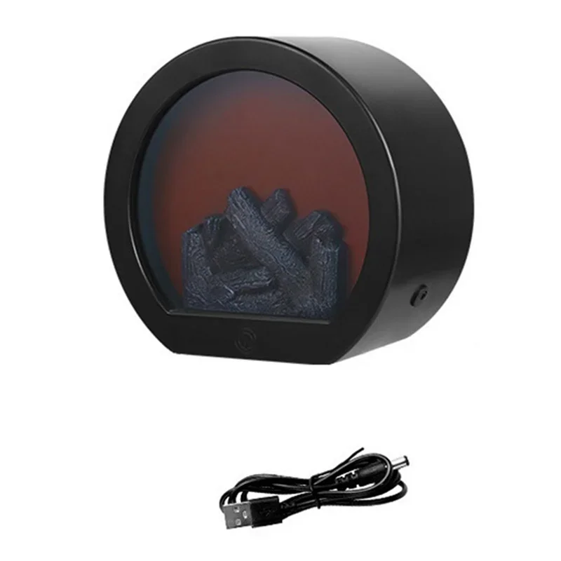 LED Fireplace Lamp Realistic Flame Battery USB Powered Vintage Style for Indoor Room Terrace Christmas Halloween Tabletop Decor