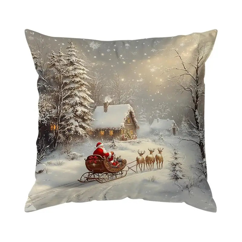Christmas Winter Village Decorative Pillowcase 18X18 Inch Pillow Covers Throw Pillows Cushion Cases for Home Car Sofa 1pcs/4pcs