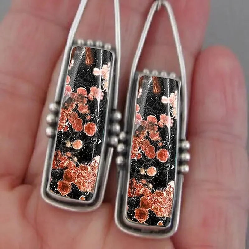 2PCS Retro Bohemian Earrings Imitation Turquoise Men's and Women's Vintage Jewelry Birthday Party Anniversary Gift Christmas