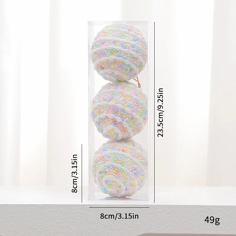 8CM Pink Christmas Balls Glitter Xmas Decorative Hanging Ornaments New Year Party Christmas Spheres Pendant Set