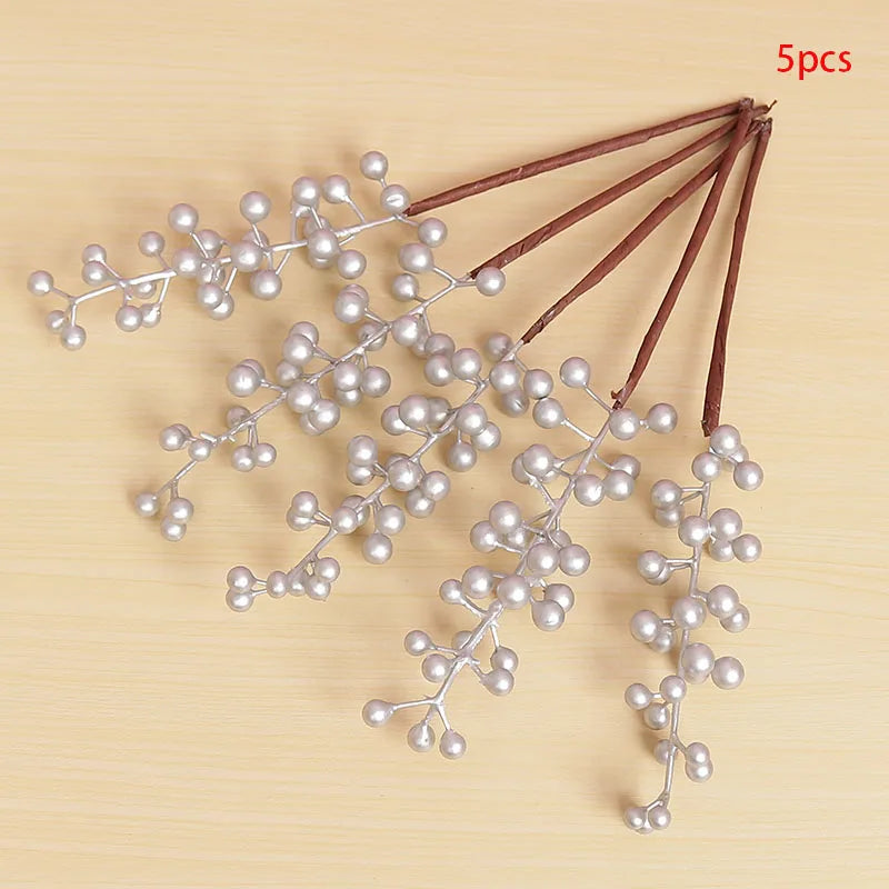 Artificial Berries Branch Plastic Fake Flowers leaf Decorative Berry PE Red Berries Plant for New Year Christmas decoration 2023