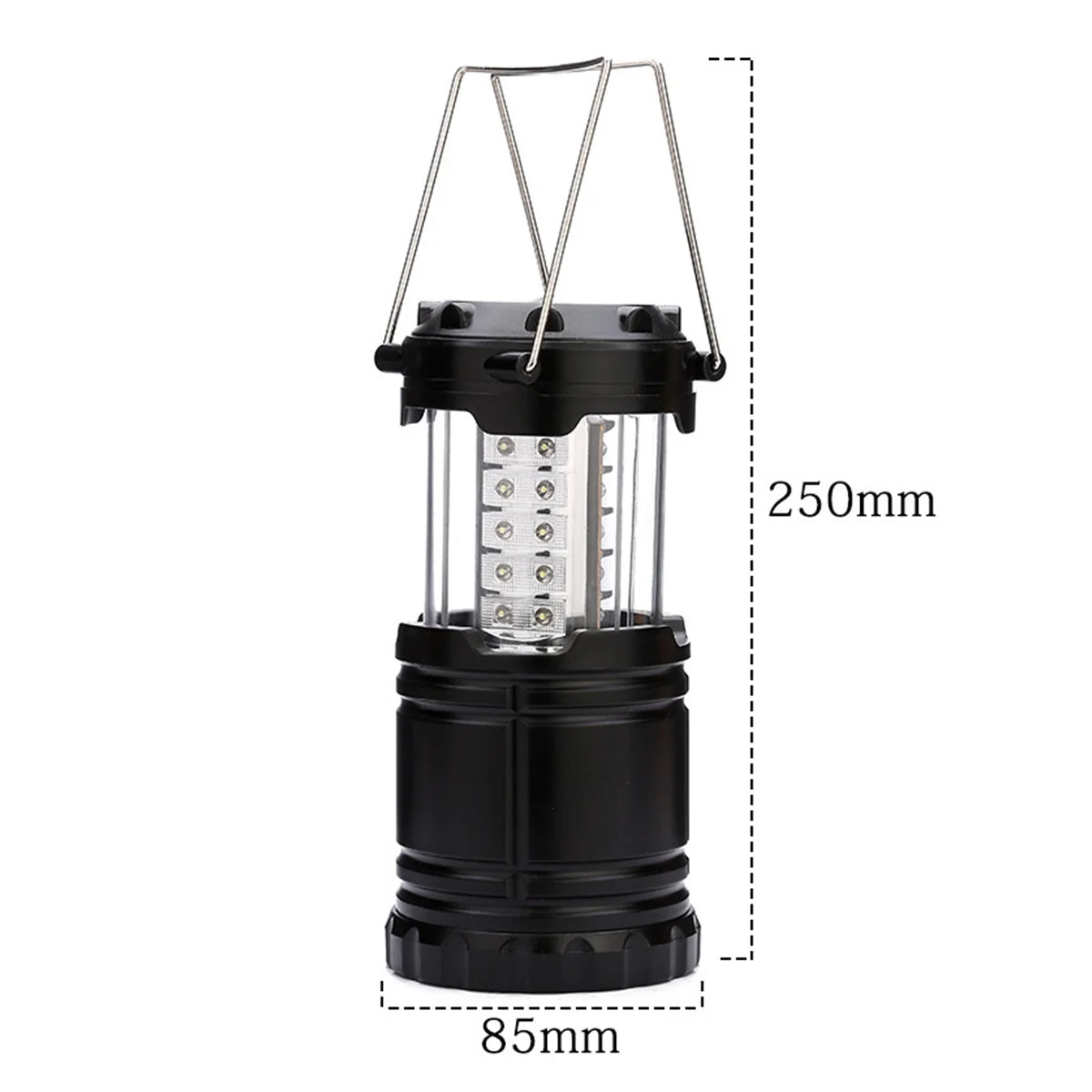 Black Camping Lantern Battey Powered Lights Lightweight Led Flashlight Waterproof Tent Battery Operated Emergency Light Folding