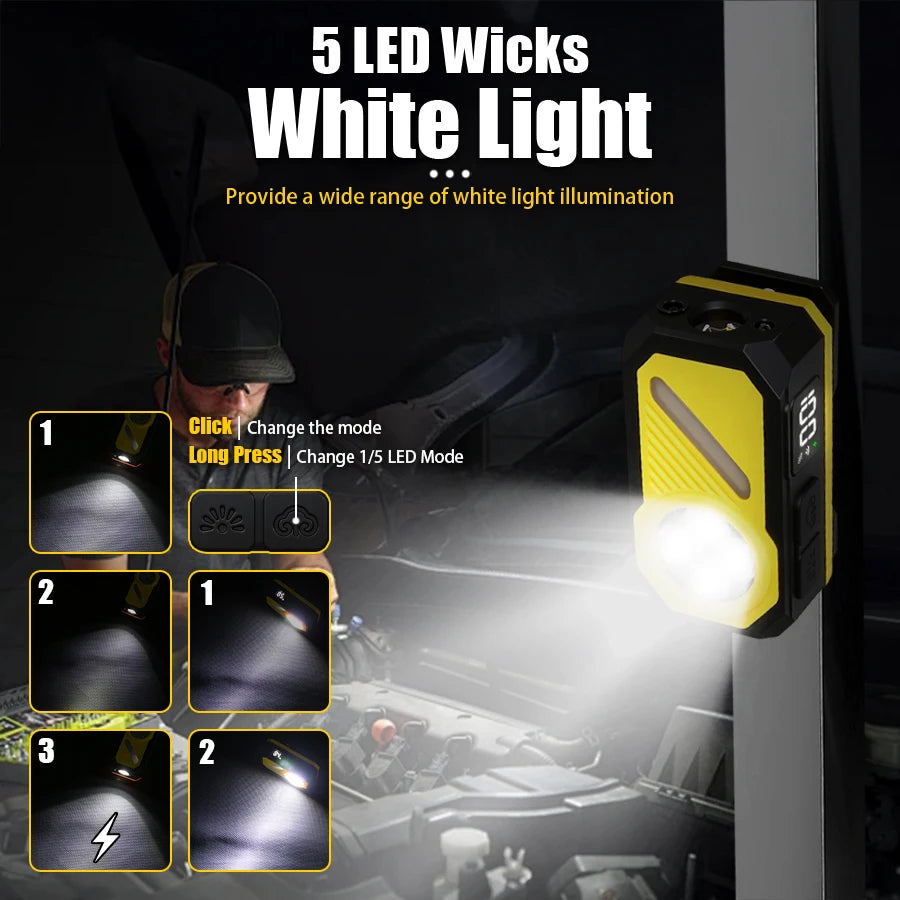 Portable Mini Rechargeable 5 LED Wick Flashlight With Magnet/Clip Waterproof Sensor EDC Torch Sensing Headlight For Outdoor