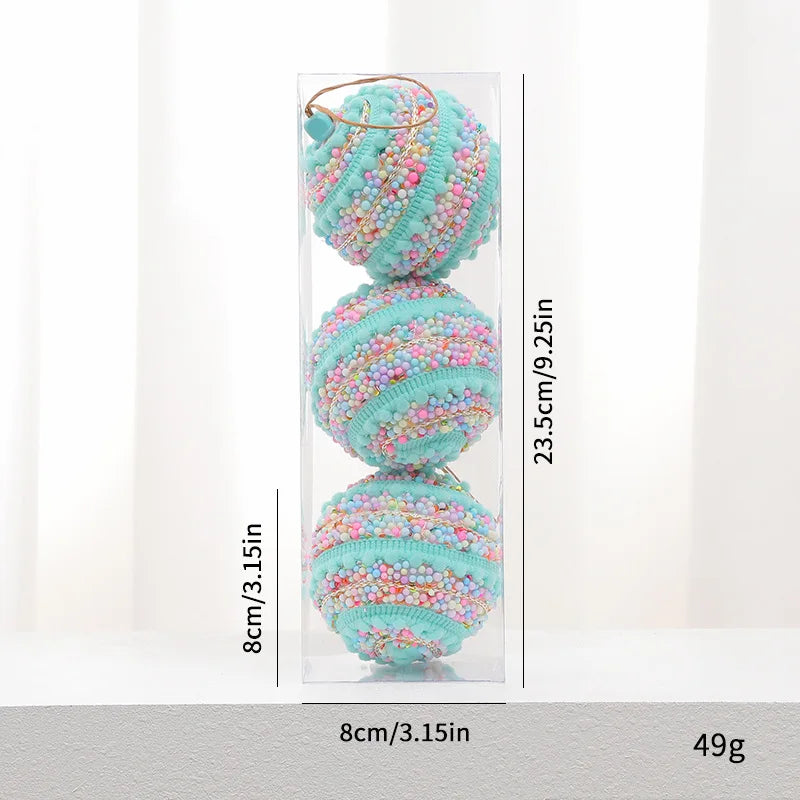 8CM Pink Christmas Balls Glitter Xmas Decorative Hanging Ornaments New Year Party Christmas Spheres Pendant Set